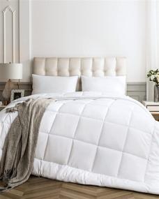 img 4 attached to 🌞 Sunsle Queen Size Down Alternative Comforter - Ultra Soft Duvet Insert with Corner Tabs | Fluffy & Warm All Season Quilted Reversible Hotel Collection | White