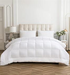 img 3 attached to 🌞 Sunsle Queen Size Down Alternative Comforter - Ultra Soft Duvet Insert with Corner Tabs | Fluffy & Warm All Season Quilted Reversible Hotel Collection | White