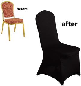 img 1 attached to 🪑 50-Piece Stretch Spandex Chair Cover Slipcovers for Wedding Party, Dining Banquet Chair Decoration - LZY (Black, Set of 50)