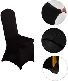 img 2 attached to 🪑 50-Piece Stretch Spandex Chair Cover Slipcovers for Wedding Party, Dining Banquet Chair Decoration - LZY (Black, Set of 50)