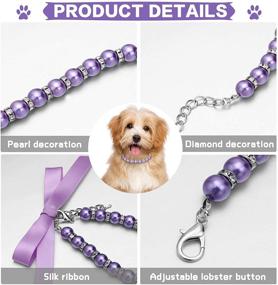 img 2 attached to 🐶 4-Piece Pearl Dog Necklace Collar Jewelry with Sparkling Rhinestones - Perfect for Pet Wedding, Cats & Small Dogs Costume Outfits, S Size