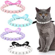 🐶 4-piece pearl dog necklace collar jewelry with sparkling rhinestones - perfect for pet wedding, cats & small dogs costume outfits, s size logo