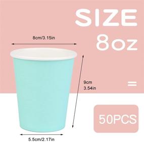 img 3 attached to 🥤 50 Pack of Disposable 8 Oz Paper Cups in Light Blue – Ideal for Hot/Cold Beverages, Parties, Picnics, BBQs, Travel, and Events