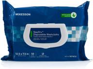 🧼 mckesson staydry одноразовые влажные салфетки с алоэ вера, 50 штук - гигиенические и дерматологически протестированные салфетки, обогащенные витамином е для питания и смягчения кожи (1 упаковка) логотип