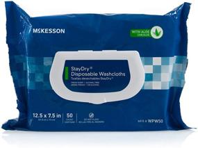 img 4 attached to 🧼 McKesson StayDry Одноразовые влажные салфетки с алоэ вера, 50 штук - гигиенические и дерматологически протестированные салфетки, обогащенные витамином Е для питания и смягчения кожи (1 упаковка)