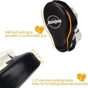 img 2 attached to 🥊 Valleycomfy Boxing Curved Focus Punching Mitts: Leatherette Training Hand Pads for Muay Thai, Karate, Sparring, Dojo & Martial Arts