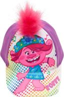 🌈 dreamworks trolls poppy 3-d pink hair baseball cap: perfect for girls ages 4-7! logo