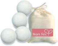 🐑 heart felt wool dryer balls (4 pack xl): natural reusable non-toxic fabric softener logo