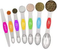 🥄 magnetic measuring spoons set - wildone stainless steel double sided 7-piece measuring spoons set for dry and liquid ingredients - includes heavy duty nesting spoons, leveler, fits in spice jar logo