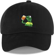 🐸 stylish and fun marthasky kermit the frog sipping tea cap with adjustable strapback logo