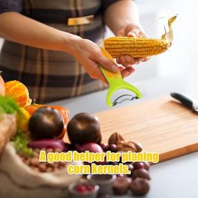 img 1 attached to 🌽 Stainless Steel Corn Stripper & Peeler Set - Non-Slip Handle, Manual Corn Zipper & Cob Remover - Effortlessly Stripping Kernels from Corn - Must-Have Home Kitchen Tools, 2 Styles Available