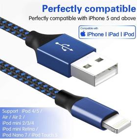 img 1 attached to 🔌 WACAUR Apple MFi Certified Nylon Braided iPhone Charger Lightning Cable 5Pack(3/3/6/6/10ft) - Fast Charging & Syncing, Long Cord Compatible with iPhone 12/11Pro Max/11Pro/11/XS Max/XR/X/8/8P/7 - Black & Blue