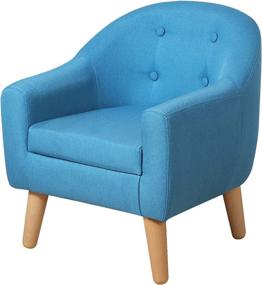 img 4 attached to 🪑 Blue Linen Fabric Toddler Armchair, Upholstered Kids Mini Sofa with Plastic Legs, Ideal Children Seat for Great Gifts