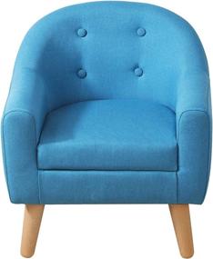 img 3 attached to 🪑 Blue Linen Fabric Toddler Armchair, Upholstered Kids Mini Sofa with Plastic Legs, Ideal Children Seat for Great Gifts