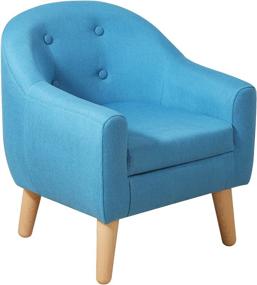 img 2 attached to 🪑 Blue Linen Fabric Toddler Armchair, Upholstered Kids Mini Sofa with Plastic Legs, Ideal Children Seat for Great Gifts