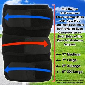 img 2 attached to TechWare Pro Knee Brace Support - Relieves ACL, LCL, MCL, Meniscus Tear, Arthritis, Tendonitis Pain. Open Patella Dual Stabilizers Non Slip Comfort Neoprene. Adjustable Bi-Directional Straps - Available in 4 Sizes