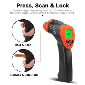 img 2 attached to 🌡️ BTMETER 980G Non-Contact Digital Infrared Thermometer - High Precision IR Laser Temperature Gun for Kitchen Cooking, Grilling, Automotive - 16:1 Distance Spot Ratio, Backlit Display (-58℉-1292℉) (Not Suitable for Human Temperature Monitoring)