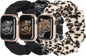 img 4 attached to 🌸 TOYOUTHS 3 упаковки совместимы с браслетом Apple Watch Scrunchies: Стильные тканевые браслеты для женщин - эластичные браслеты-резинки для серии SE, 7, 6, 5, 4, 3, 2, 1 (38 мм/40 мм/41 мм, S/M)