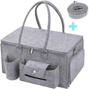 img 4 attached to DIMJ Baby Diaper Caddy Organizer: Large Capacity 👶 Storage Bin with Lid for Changing Table and Car