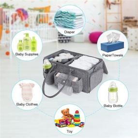 img 2 attached to DIMJ Baby Diaper Caddy Organizer: Large Capacity 👶 Storage Bin with Lid for Changing Table and Car