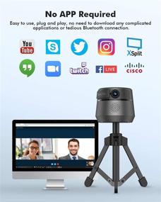 img 1 attached to 📹 Auto Face Tracking 1080P Webcam: Tripod, Mic, Privacy Cover - Vlog, Live Streaming, Video Conference - Grey