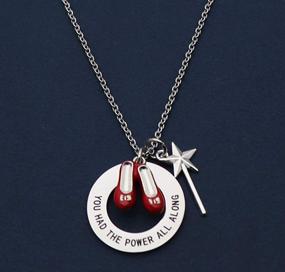 img 1 attached to 👠 Beeshion Wizard of Oz Necklace: Stainless Steel Charm with Ruby Red Slippers Pendant - Unique Inspirational Gift for Her