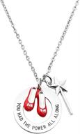 👠 beeshion wizard of oz necklace: stainless steel charm with ruby red slippers pendant - unique inspirational gift for her logo
