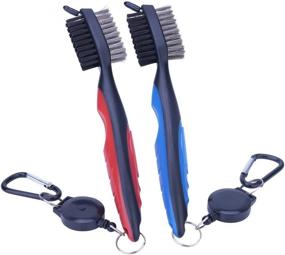 img 4 attached to 🏌️ Golf Club Brush Groove Cleaner with 2 Ft Retractable Zip-Line Carabiner, Aluminum, for Golf Shoes, Clubs & Grooves - Easily Attaches to Golf Bag