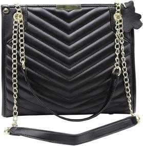 img 4 attached to Quilted Shoulder Leather Designer Crossbody Women's Handbags & Wallets for Shoulder Bags