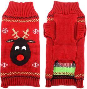 img 1 attached to Festive and Adorable: PETCARE Dog Christmas Sweater with Reindeer Cat Cartoon Design – Perfect Holiday Attire for Small, Medium & Large Dogs and Cats