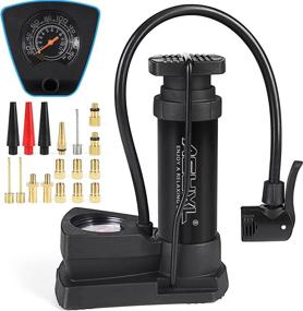 img 4 attached to Compact ASYXL Mini Bike Foot Pump: Portable Inflator with Pressure Gauge, 17PCS Valve Adapter, Max 160 Psi Air Pump Ideal for Road Bike, Mountain Bike, Balloon and More