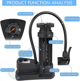 img 2 attached to Compact ASYXL Mini Bike Foot Pump: Portable Inflator with Pressure Gauge, 17PCS Valve Adapter, Max 160 Psi Air Pump Ideal for Road Bike, Mountain Bike, Balloon and More