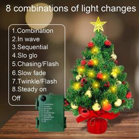 img 1 attached to CREPRO 2ft Pre-lit Christmas Tree: Mini Artificial Tree with Lights, Ornaments - Ideal for Xmas Home Party Decorations (Red)