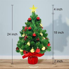 img 3 attached to CREPRO 2ft Pre-lit Christmas Tree: Mini Artificial Tree with Lights, Ornaments - Ideal for Xmas Home Party Decorations (Red)