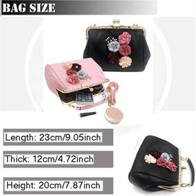 img 2 attached to 👜 Vintage Flower Handbag: Abuyall Women's Retro Kiss Lock Shoulder Bag Purse