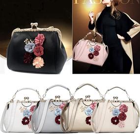 img 3 attached to 👜 Vintage Flower Handbag: Abuyall Women's Retro Kiss Lock Shoulder Bag Purse