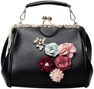 👜 vintage flower handbag: abuyall women's retro kiss lock shoulder bag purse logo