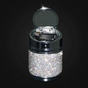 img 1 attached to 💎 Silver Bling Crystal Car Cigarette Ashtray - Portable Smokeless Stand Cylinder Cup Holders
