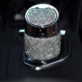 img 2 attached to 💎 Silver Bling Crystal Car Cigarette Ashtray - Portable Smokeless Stand Cylinder Cup Holders