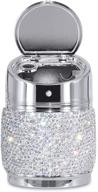 💎 silver bling crystal car cigarette ashtray - portable smokeless stand cylinder cup holders logo