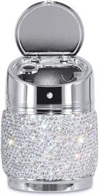 img 4 attached to 💎 Silver Bling Crystal Car Cigarette Ashtray - Portable Smokeless Stand Cylinder Cup Holders