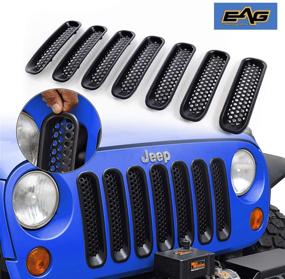 img 4 attached to 🚙 EAG Matte Black Clip-in Mesh Grille Insert Cover 7PCS: Perfect Fit for 07-15 Wrangler JK