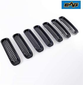 img 1 attached to 🚙 EAG Matte Black Clip-in Mesh Grille Insert Cover 7PCS: Perfect Fit for 07-15 Wrangler JK