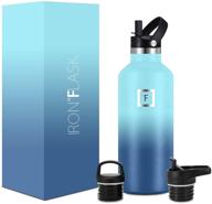 💦 impressive 32 oz iron °flask sports water bottle - 3 lids, leak proof & vacuum insulated stainless steel - hot cold thermo mug - double walled! логотип