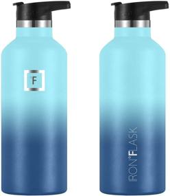 img 1 attached to 💦 Impressive 32 Oz IRON °FLASK Sports Water Bottle - 3 Lids, Leak Proof & Vacuum Insulated Stainless Steel - Hot Cold Thermo Mug - Double Walled!