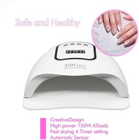 img 3 attached to GreenLife 150W UV LED Nail Curing Lamp - Gel Polish Nail Dryer with 4 Timer Settings, Professional Manicure/Pedicure Nail Light Featuring 45 LED Phototherapy Lights and Auto Sensor - Nail Art Machine