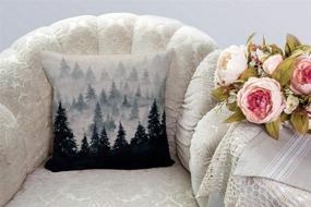 img 3 attached to 🏞️ SSOIU Watercolor Mountain Throw Pillow Covers: Farmhouse Décor at its Finest - 18x18 Inches