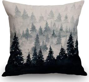 img 4 attached to 🏞️ SSOIU Watercolor Mountain Throw Pillow Covers: Farmhouse Décor at its Finest - 18x18 Inches