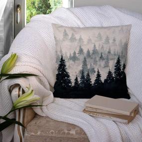 img 2 attached to 🏞️ SSOIU Watercolor Mountain Throw Pillow Covers: Farmhouse Décor at its Finest - 18x18 Inches