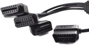 img 3 attached to 🔌 OLLGEN OBD2 Splitter Cable: Extend Car Diagnostic Range with 1 Male to 3 Female Adapter